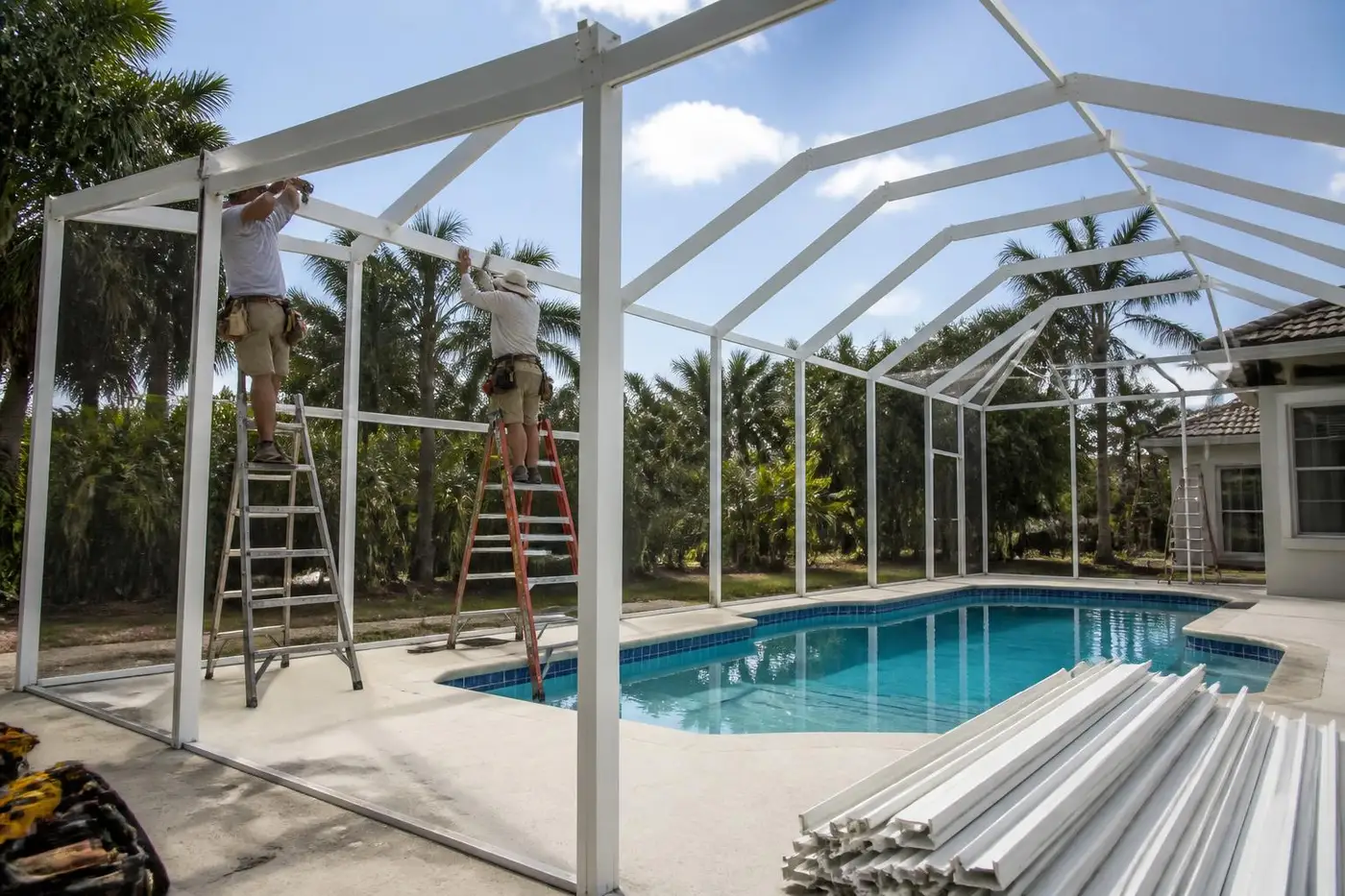 New screen enclosure installation in Jacksonville Florida